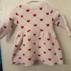 Lola + The Boys White and Red heart Sweater Dress